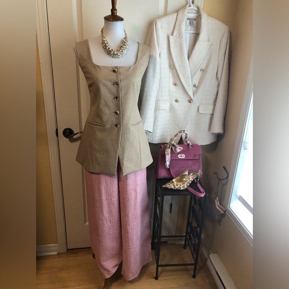 Cider NWT Pink Wide-Leg TWEED chenille Pants